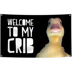 Welcome to My Crib 3x5Ft Flag Funny Banner Party Supplies Yard Tapestry for College Room Man Cave Teen Boys and Girls Wall Hanging Decoration Flags