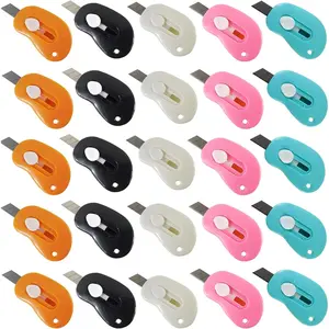 25PCS Mini Retractable Utility Knife Box Cutter Letter Opener Random Color