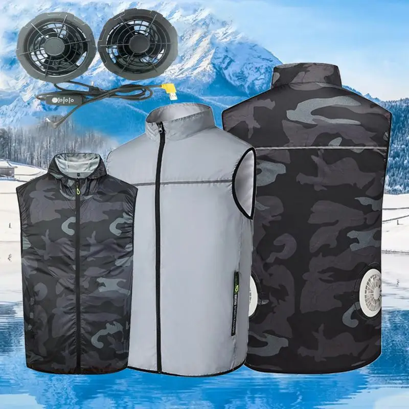 Cooling Fan Vest, Air Conditioning Vest with 3-level Fan, Inflatable Jacket, Suitable for Welders, Ironworkers, Postmen and Motorcycles, Activewear
