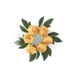 12.75 Inch Peach Real Touch Peony Candle Ring (4Dia.)