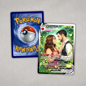 Custom Pokémon-Inspired Couple Keepsake Wedding & Anniversary Photo to Holo Card