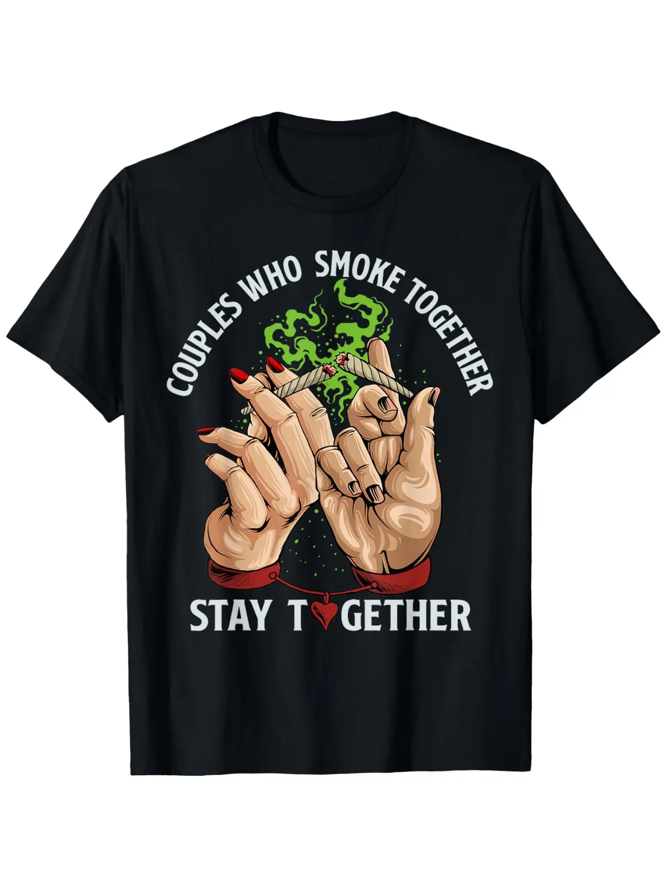 Men's Funny Weed Couple Matching T-Shirts - Couple unisex soft cotton short sleeve t shirt, vintage graphic casual tee for men women teens, perfect birthday holiday gift for camping travel gym daily street casual wear