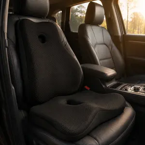 GeeYan Adjustable Ergonomic Cushions Set - Office Chair & Car Seat Ergonomic Lumbar Pillows, Breathable Lumbar Pillows, Memory Foam Sciatica & Tailbone Pain Relief Support