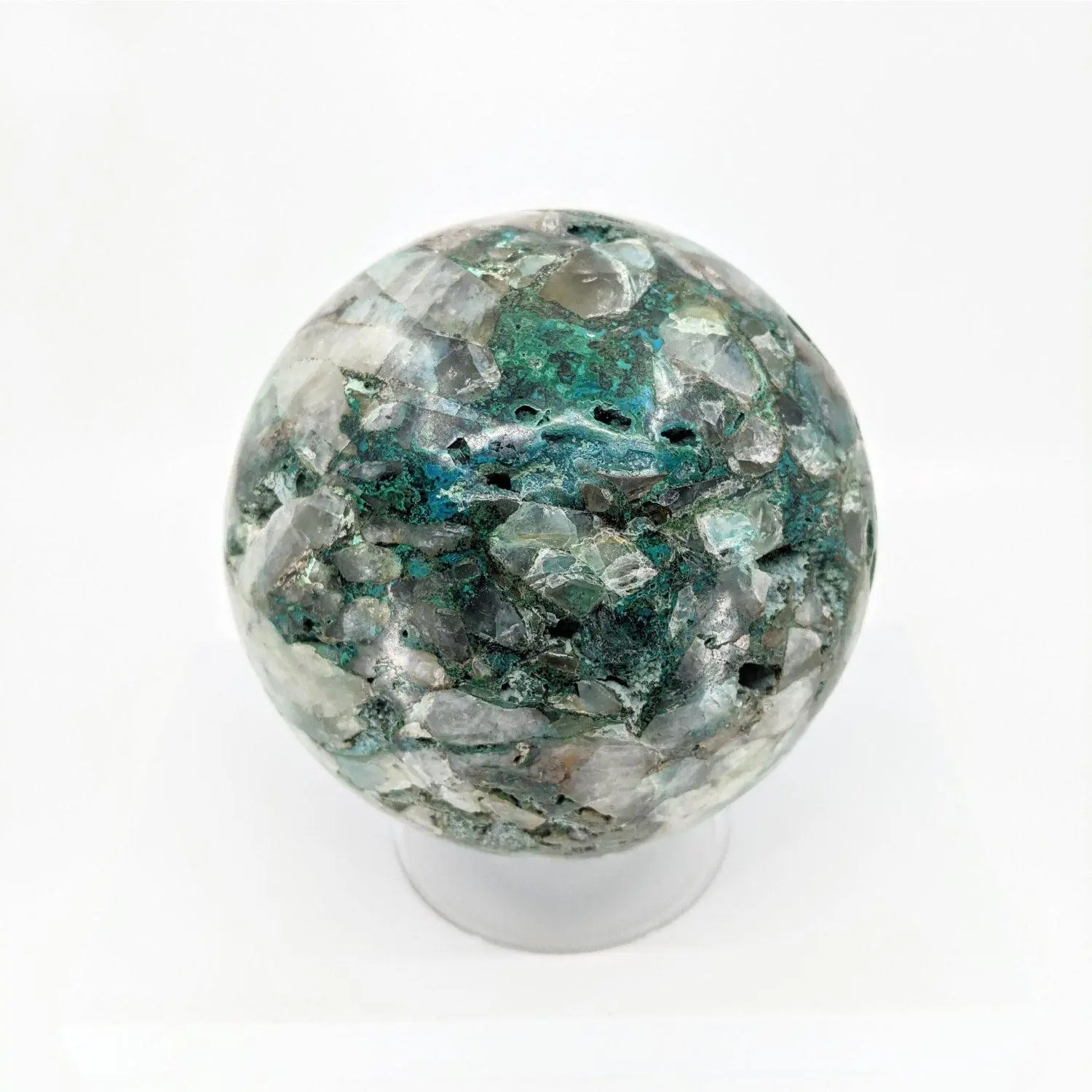 Chrysocolla Sphere + Stand, Huge 10 lb Display Specimen #S035