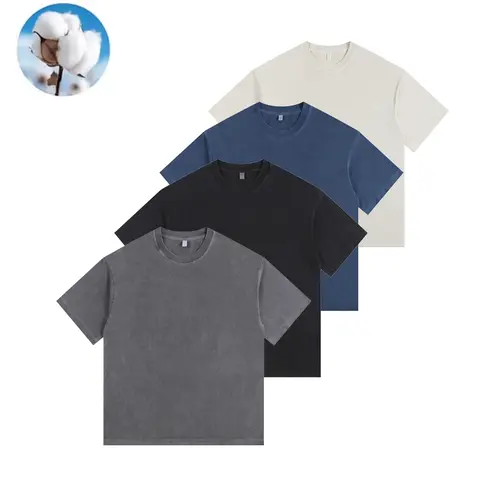 Men's 4-Pack Vintage Heavyweight Thick Pure Cotton Plain T-Shirts - Loose-Fitting Oversized Boxy Drop Shoulders, Half Sleeve, Round Neck, Drape Fabric, Distressed Double Stitch Preppy Bone White Streetwear Casual Capsule Tees