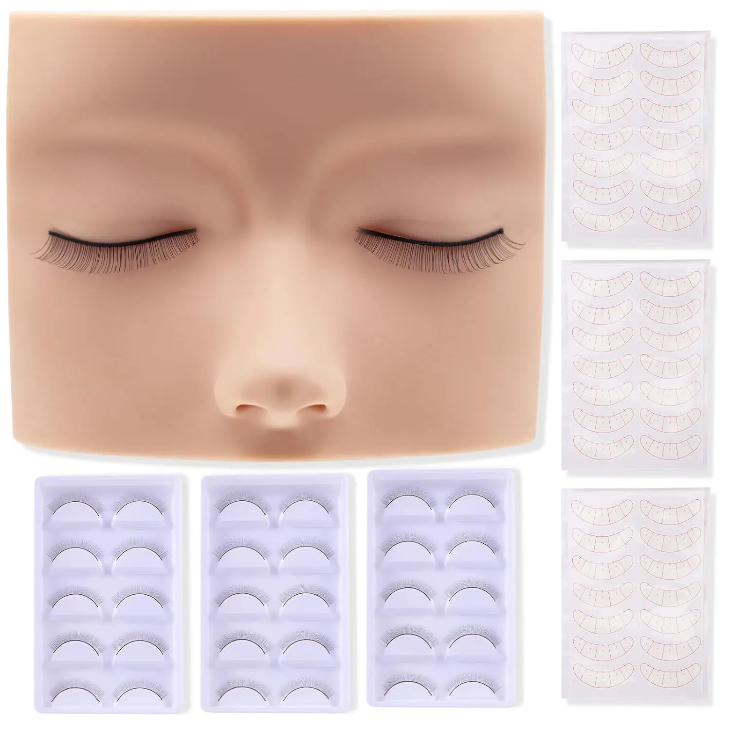 Halloween Fall Gifts Lash Extension Practice Kit, Eyelash Extension Training Kit for Beginners, Professional Eyelash Head Set with Practice Lashes Lash
