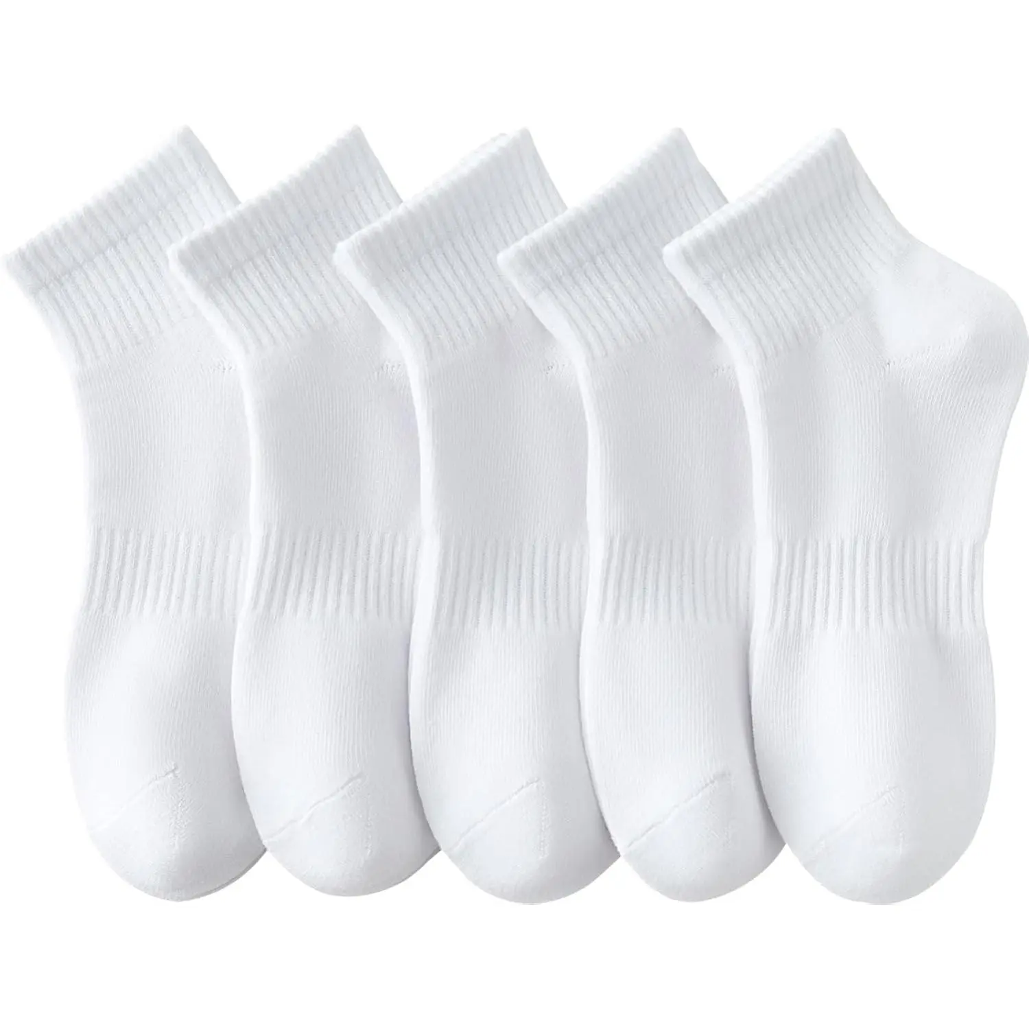 Women's Cotton Ankle Socks, 5 Pairs Basic Athletic Socks with Arch Support & Reinforced Toe for Everyday Casual Wear, Elastic, Breathable, Lightweight, Running Socks