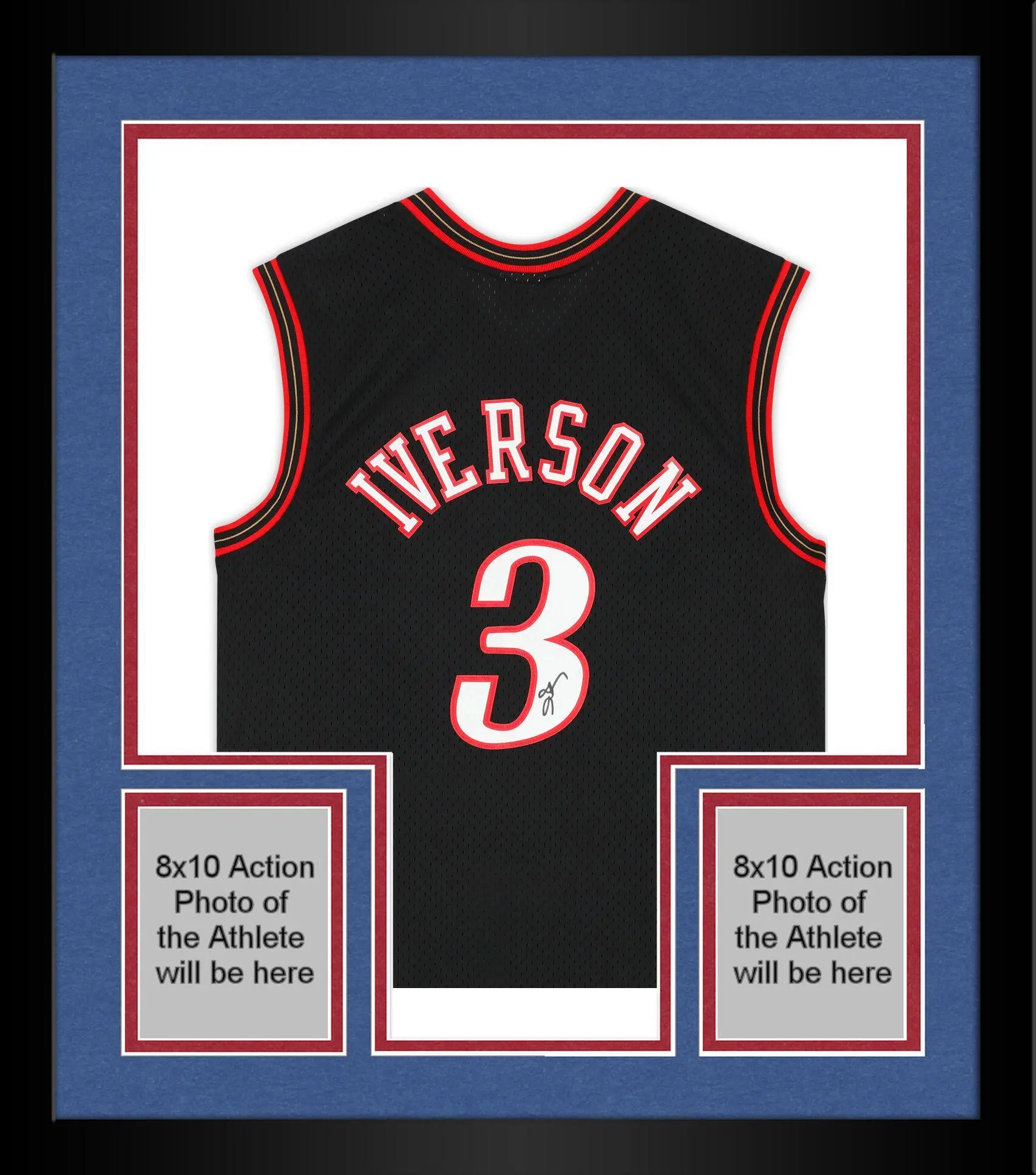 Framed Allen Iverson Philadelphia 76ers Autographed Black Mitchell & Ness 2000-2001 Swingman Jersey - Signed on Back - Fanatics Authentic Certified
