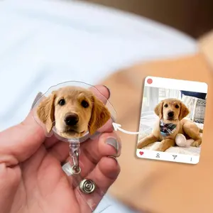 Custom Dog Badge Reel Personalized Funny Pet Badge Reel from Photo - Christmas Gifts for Nurse Badge Reel with Picture