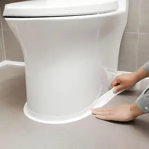 Caulk Tape Self Adhesive, Strong Adhesion, 2 Rolls Waterproof Toilet Caulk Strip, Traditional Caulking Replacement, Caulking Tape for Bathroom, Bathtub, Floor Wall Edge Protector