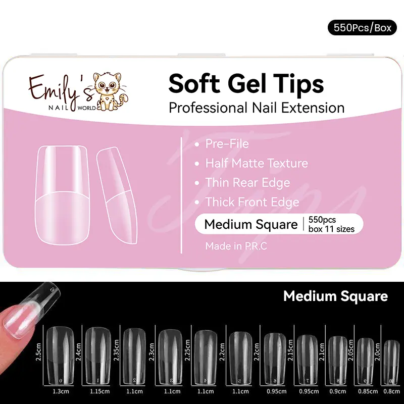 Soft Gel Tips - Medium Square