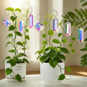7 count  Prisms Suncatchers with 13.7 '' Small Trellis for Mini Potted  Garden Accessories Indoor Fairy  Suncatchers  for  Lovers (AB)