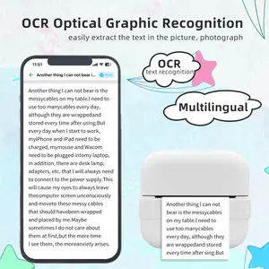 Mini Sticker Printer Color Memoking Portable Thermal Inkless Sticker Maker Machine Bluetooth Label Maker Pocket Instant Print for Study Graphics Anatomical Diagrams Students OCR Optical Graphic Recognition