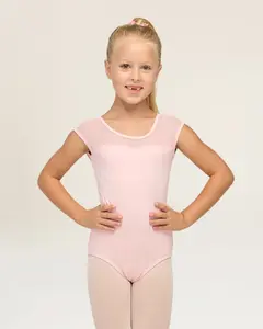 Girls Sweetheart Mesh Inserted Tank Cotton Leotard