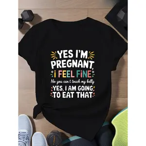 Maternity "Yes, I'm Pregnant" Graphic T-Shirt| Humorous Maternity Top, Colorful Geometric Print, Soft Breathable Fabric, Machine Washable Casual Short Sleeve, Fashionable Maternity Wear, Lightweight Material, Pregnancy Announcement Design