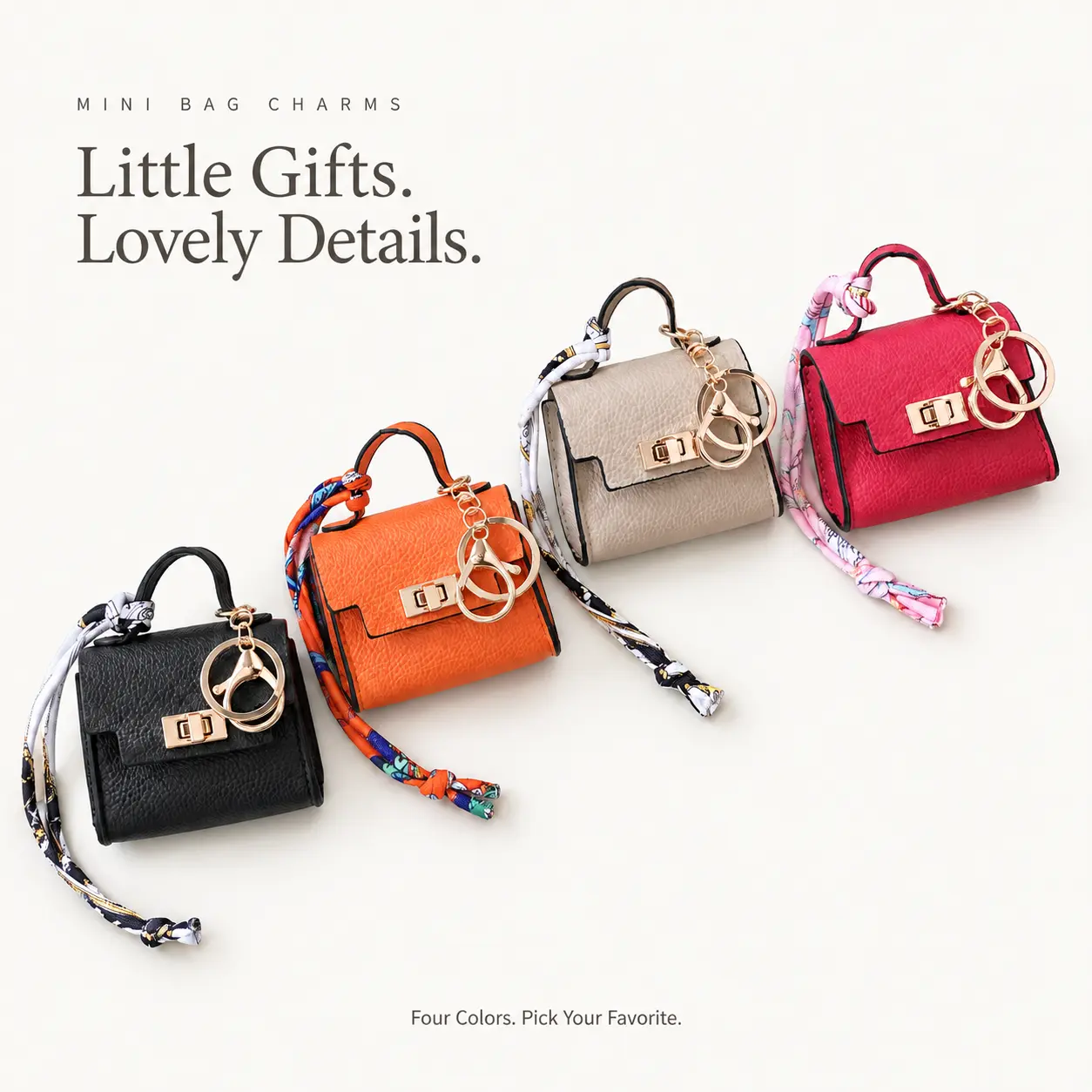 4PCS Classic Mini Leather Dainty Storage Bags - Lightweight Accessory Organisers with Metal Lock, Decorative Ribbon, Pouch Pack for Small Item Hold, Useful Mini Gifts for Home Organizing & Everyday Carry