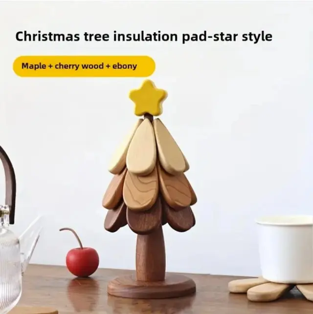 Wooden Trivets for Hot Dishes, Trivet Tree Trivet Coasters Set of 4 for Hot Pot Pans Bowls Drinks Plates, Table Decor Coaster for Home and Restaurant Tableware Aesthetic Stylish