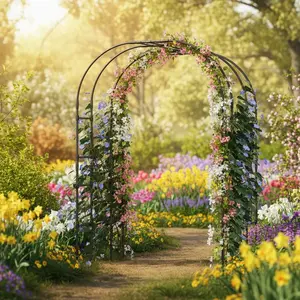 Garden Arch Trellis for Climbing Plants - 59 L x 86.6 H Metal Outdoor Arbor with Rust-Resistant Coating, Perfect for Weddings, Patio, Lawn Decor（2 Pcs）