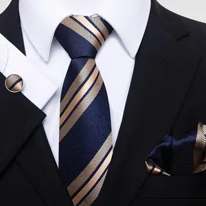 Plaid/Striped Ties Set for Men Silk Business Wedding Formal Fashion Necktie and Pocket Square Cufflinks Set
