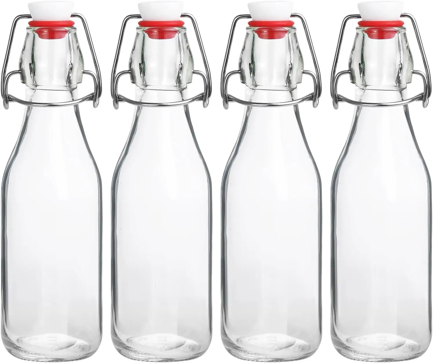 Kitchen 8.5oz 4-Pack Reusable Glass Swing Top Bottles with Airtight Grolsch Closures, Food Storage Jars for Kombucha, Cold Brew, Homebrew Enthusiasts