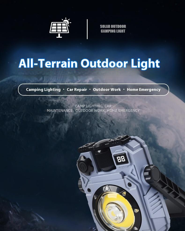 WorkLight Camping Light With Built-in Power Supply, Type-C Rechargeable, Outdoor Light, Multiple Light Sources, Dimming, Emergency Transition, Rainbow Cycle Multi-functional Flashlight.