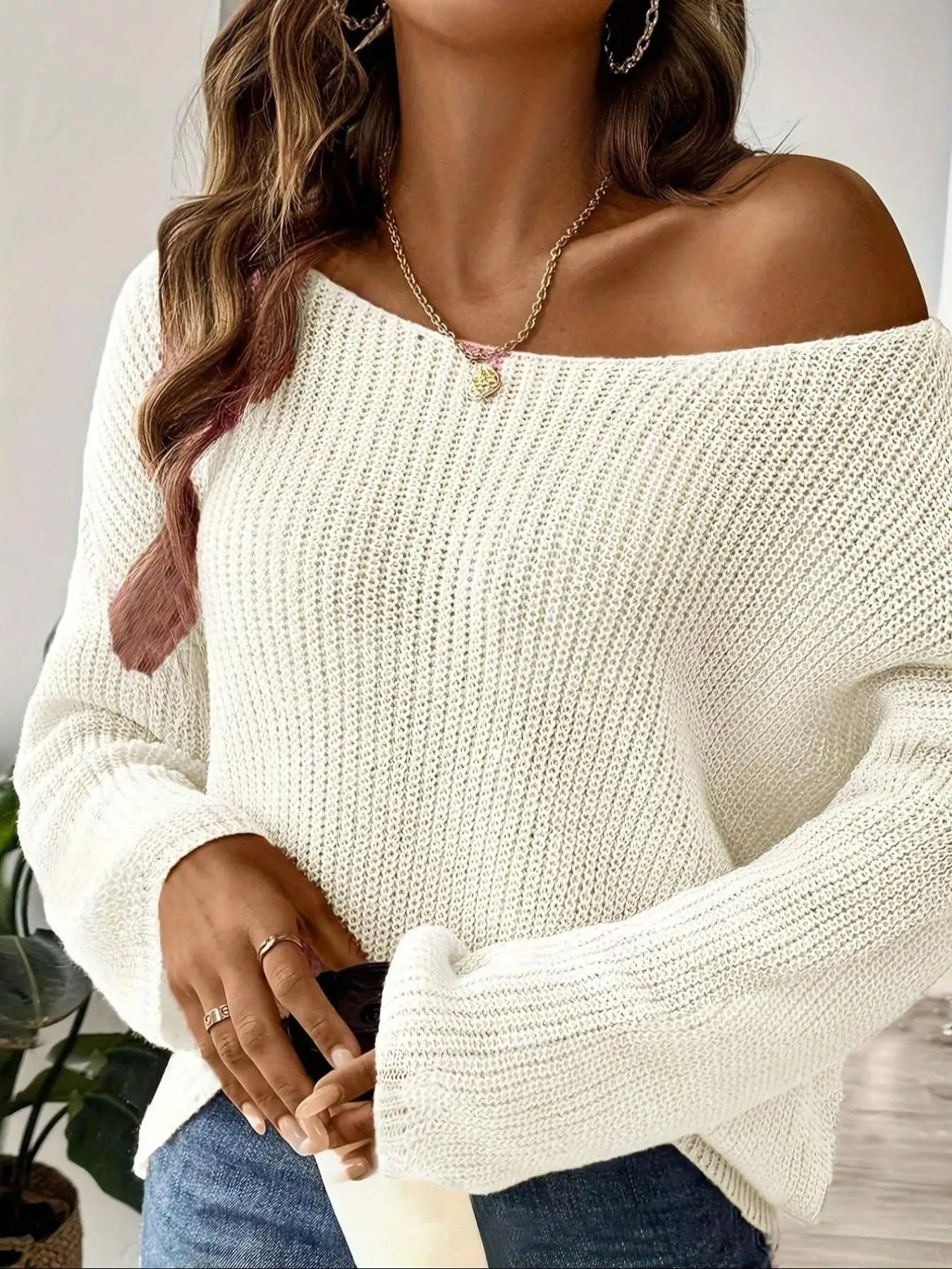 【Plus Size】 Solid Color Sweater, Casual Long Sleeve Jumper for Daily Outdoor Wear, Women Plus Clothing for Fall, Womenswear