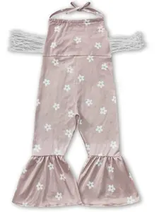 flower with tassel Printed Girls jumpsuits