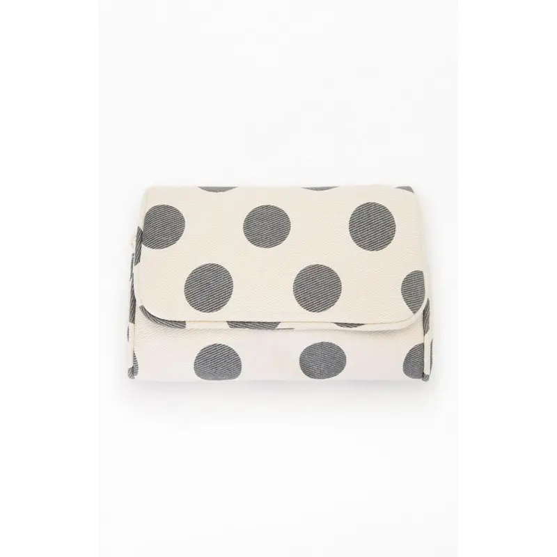 John Galt Women's Black & White Polka Dot Makeup Bag