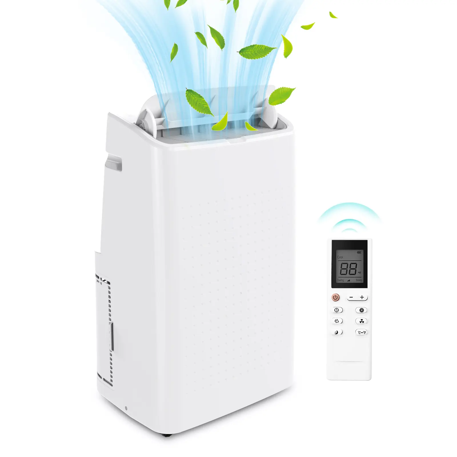 OP-Versatile 12000 BTU Portable Air Conditioners With Remote, Quiet AC Unit for Rooms Up to 550 Sq.Ft., 3-IN-1 Standing Air Conditioner With Fan & Dehumidifier, 3 Speed, Timer, Auto Swing, White Top