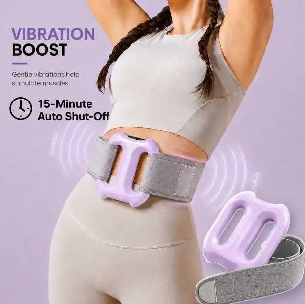 Unisex Compact Waist/Back Massager, Muscle Recovery Fascia Vibration Device, 15-Min Auto Shut-Off Timer, 2 Modes, 8 Intensity Levels, Adjustable Strap (Fits Up to 50in Waist), Rechargeable, Portable, Ideal Parent Gift