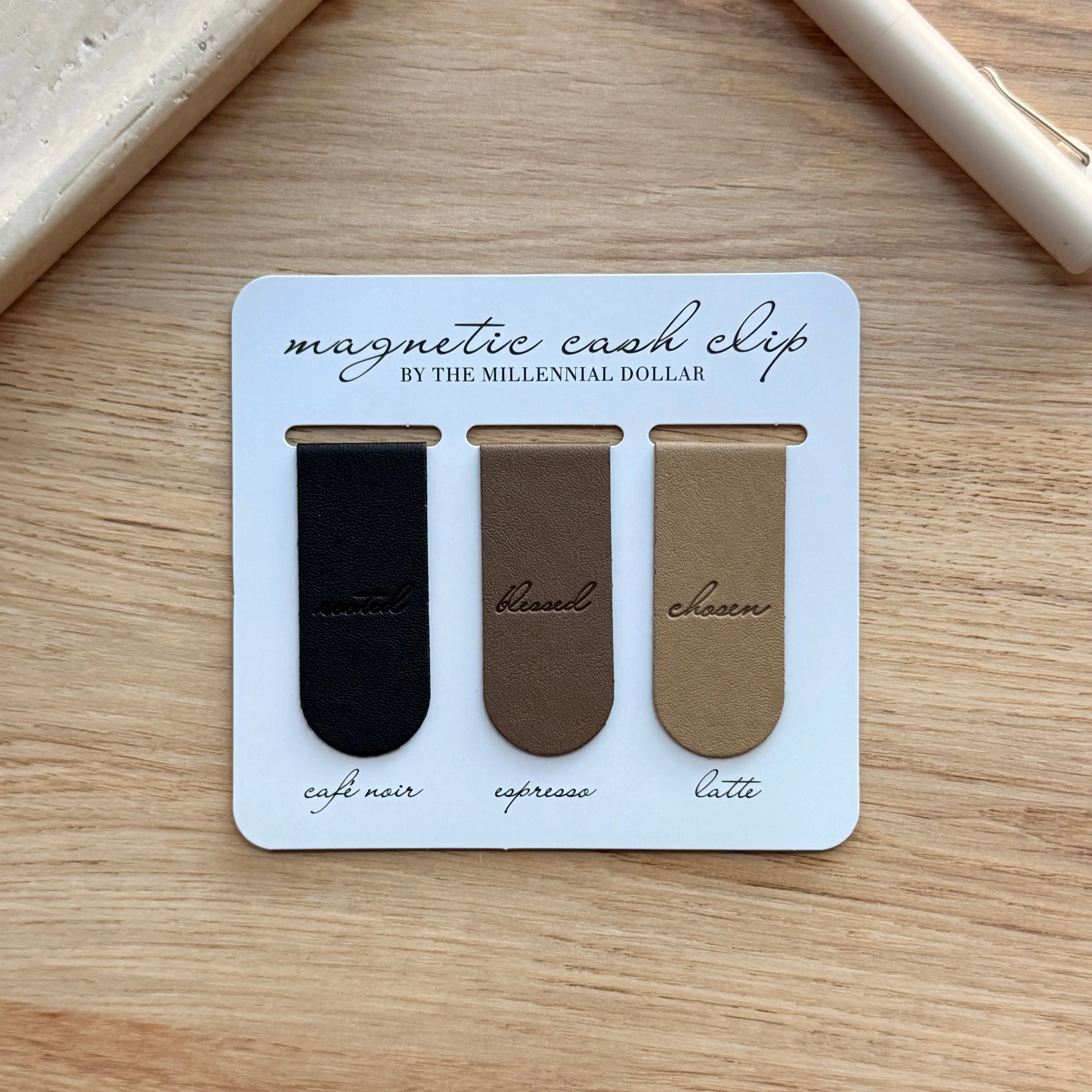 Magnetic Clip-On Bookmarks, 3-Piece Colorful Home Office Stationery Set, 1 in Wide Motivational Design, Binder Decor & Cash Holder, Ideal for Espresso Lovers