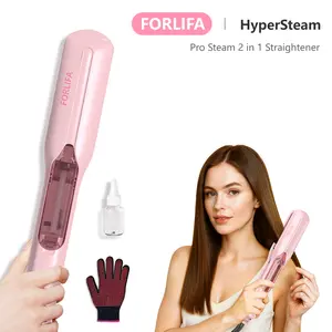 FORLIFA-HyperSteam Pro Steam 2 in 1 Straightener with 1.5-inch Cool Mist Infrared Technology 3-in-1 Functionality 5 Temperature Settings for Healthy Frizz-Free Hair 30-Minute Auto Shut-Off, WeeklyDeals,Summervibes