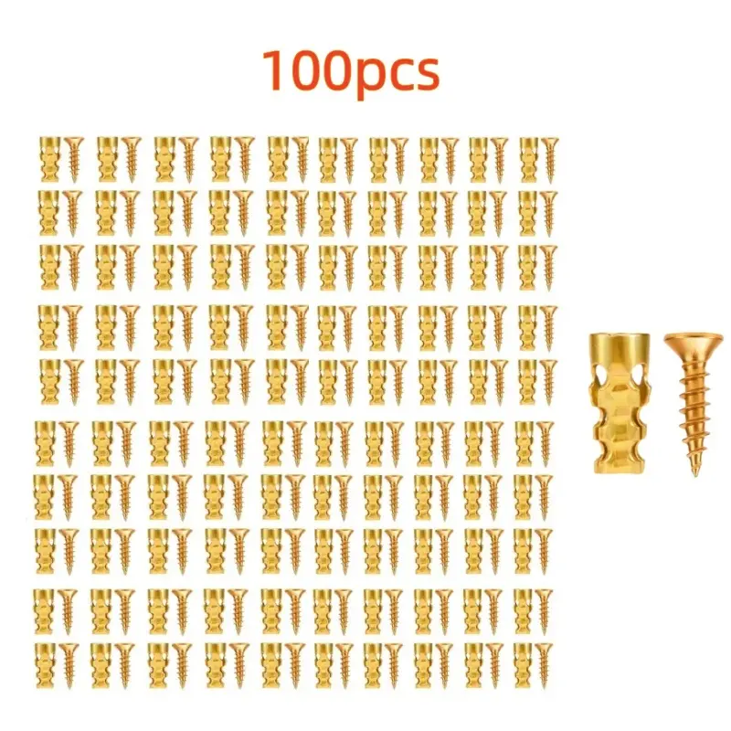 100PCS 6×14mm High Strength Door Hinge Thread Repair Screws, Stripped Thread Short Expansion Anchors with Expansion Lock, for Cabinet, Tile, Stone & Partition Hinge Mounting