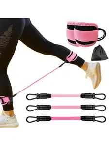 3PCS Ankle Resistance Bands, Workout Ankle Bands With Cuffs, Resistance Bands For Leg And Hip Training, Ankle Bands With Exercise Bands