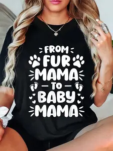 100% Cotton From Fur Mama To Mama Pregnancy Announcement Mom T-Shirt