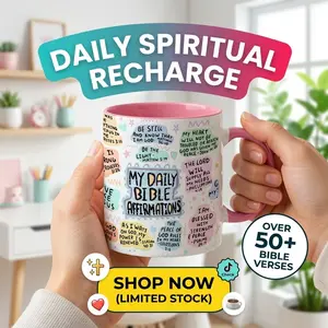 Original Daily Bible Affirmation Mug – 11oz/15oz,Hilarious Coffee Cup Gift for Mom Tea Mug, Funny Gift,Mug for Work Coffee Cup Drinkware Mouthwash cup