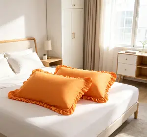 NTBAY Ruffled Pillowcases Set of 2 Soft and Skin-Friendly, Luxurious and Elegant Pillow Shams with Envelope Closure