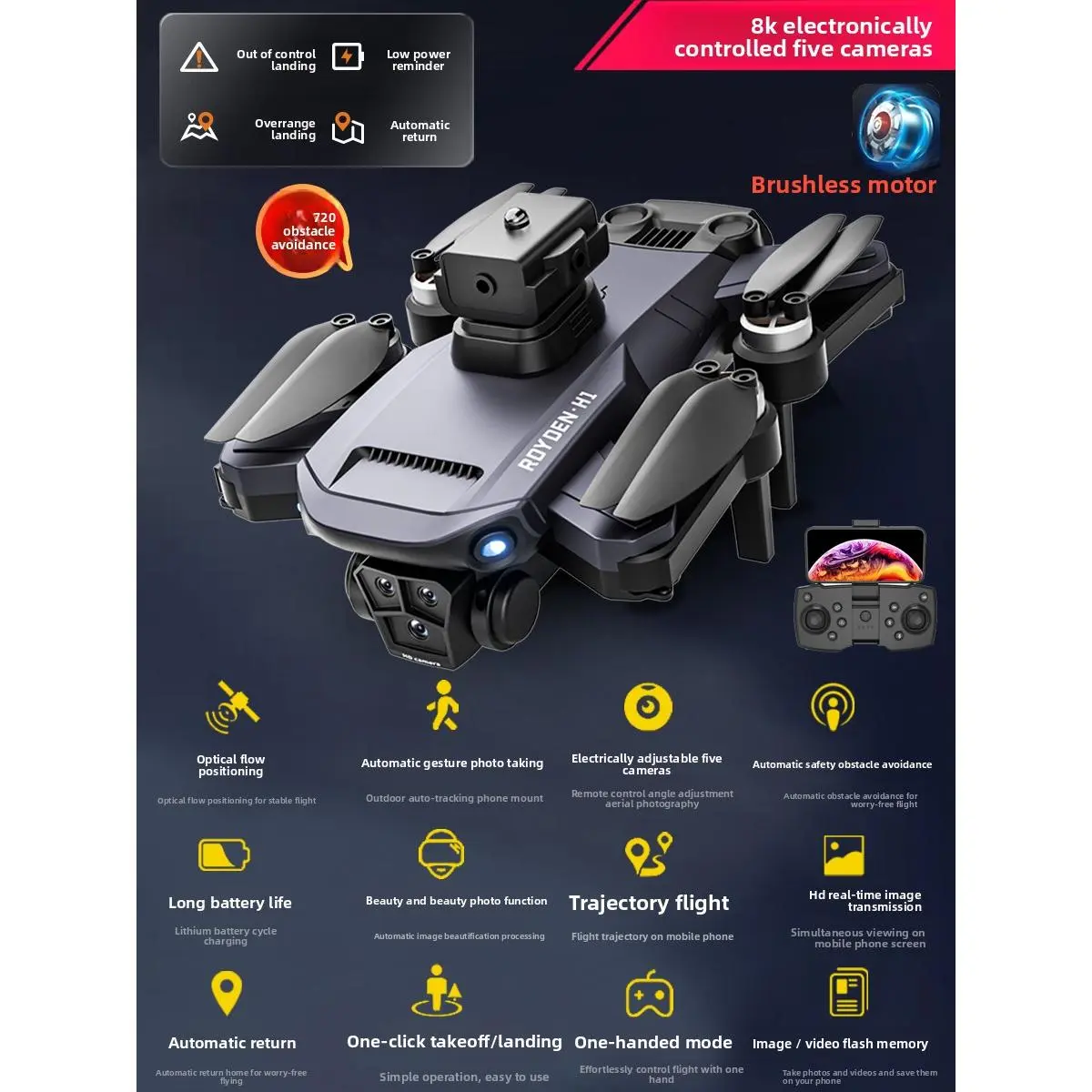 Recommended Large ESC 8K Five-Camera [720 Obstacle