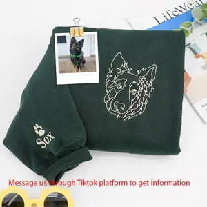 Embroidered Dog Dad Sweatshirt With Pet Photo - Custom Pet Portrait From Photo Sweatshirt - Dog Dad Gift - Pet Memorial Gift For Husband
