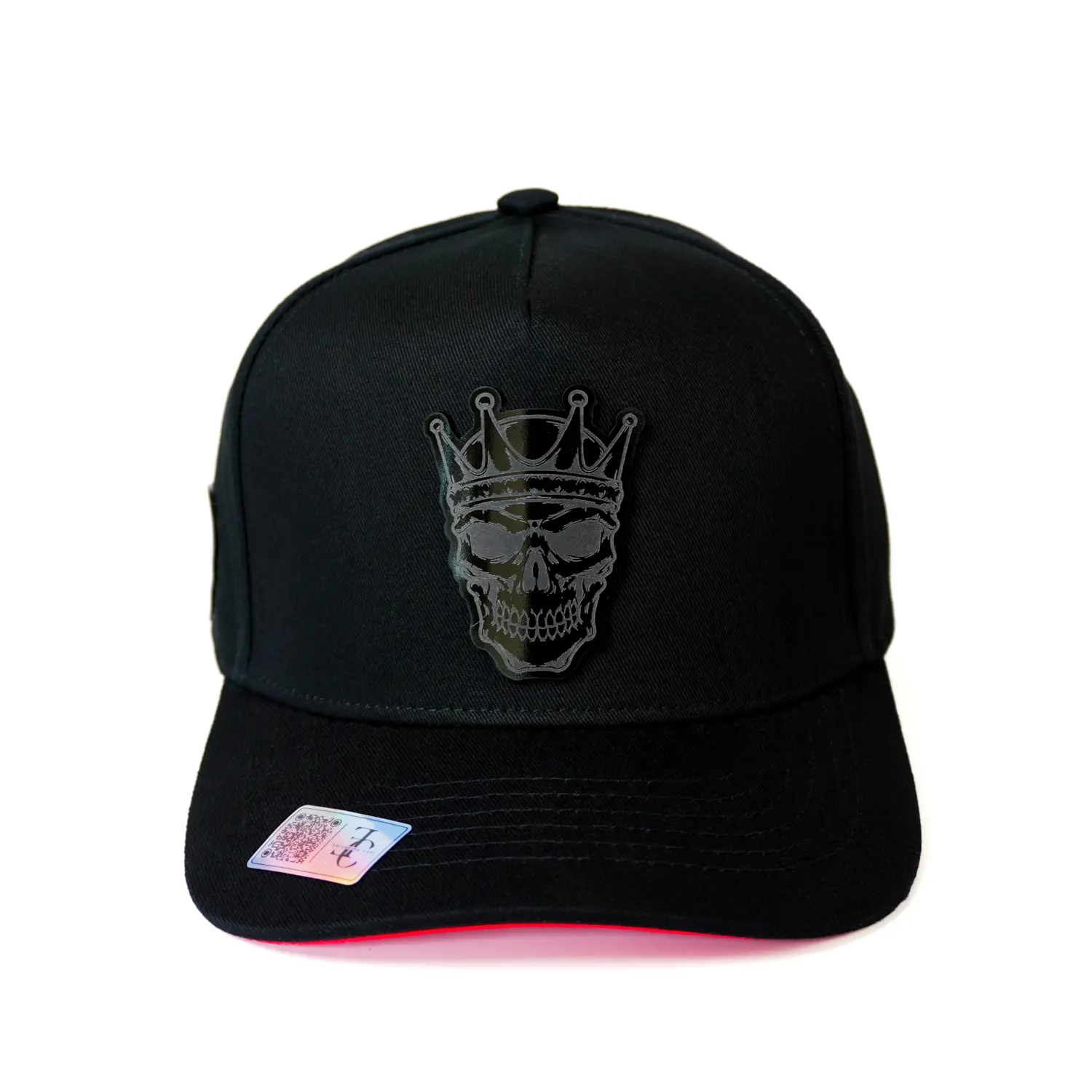 Skull plate SnapBack hat-black/red