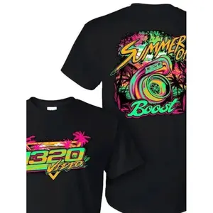 1320 Men's Video Enhanced T-Shirt, featuring a neon turbo design - 1320 is a digital print racing T-shirt suitable for all seasons, a soft street-style short-sleeve shirt, perfect for car enthusiasts and racing events