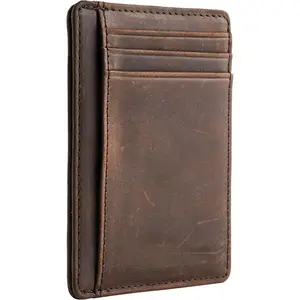 Slim Wallet Front Pocket Minimalist Leather RFID Blocking Medium Size