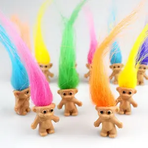 10PCS Mini Vintage Troll Dolls - 1.2in Long Colorful Random Assorted Hair Action Figures, Retro Cake Toppers, DIY Crafts Party Favors for School Projects & Home Decor
