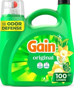Gain Liquid Laundry Detergent, Freshness, Odor Defense, High Efficiency Washing Machine Liquid Laundry Soap, Original Scent, 132 fl oz, 100 Loads (Packaging May Vary)