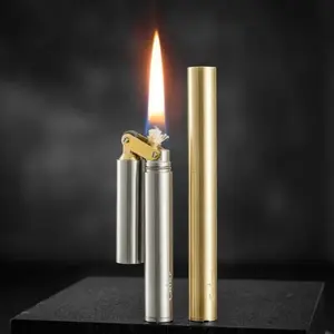 Vintage Kerosene Lighter Novelty Special Cool Gadgets Aesthetic Unusual Lighters Nunchaku Design Adult Decompression Toys Portable Mini Igniter Copper & Stainless Steel Gift Box Packaging Gifts For Smokers Men Women Boyfriend No Fuel Included