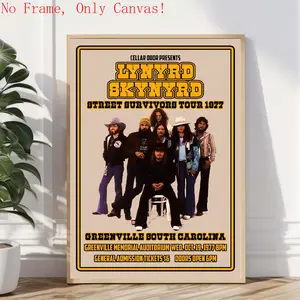 Lynyrd Skynyrd Concert Poster No Frame, Vintage Rock Concert Print, Southern Rock Wall Art for Living Room, Rock Poster for Fans, Man Cave, Wall Art