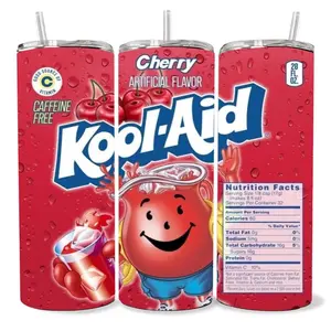 Kool -Aid Cherry 20 oz Tumbler - BPA Free, stainless steel, Leak proof, durable, with clear lid