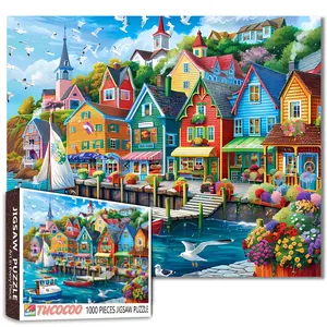 Tucocoo Fantasy Town and Coastal Scenery 1000 Pieces Jigsaw Puzzle, Challenging Brain Game for Adults, Relaxing Family Activity, Stress Relief Entertainment and Wall Decor Gift, 27.5x20inch(70x50cm)