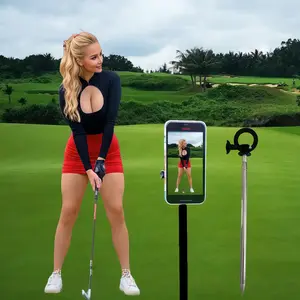 Magnetic Golf Ball Head Phone Holder, Outdoor Swing Fishing Photography Selfie Stick Accessory, Durable & Portable Design, Stand, Magnetic Stability