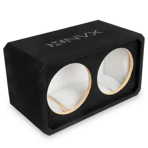 NE102S Dual 10" Sealed 3/4" MDF Black Carpeted Subwoofer Enclosure – 1.2 Cu. Ft. with Polyfil and NVX Logo